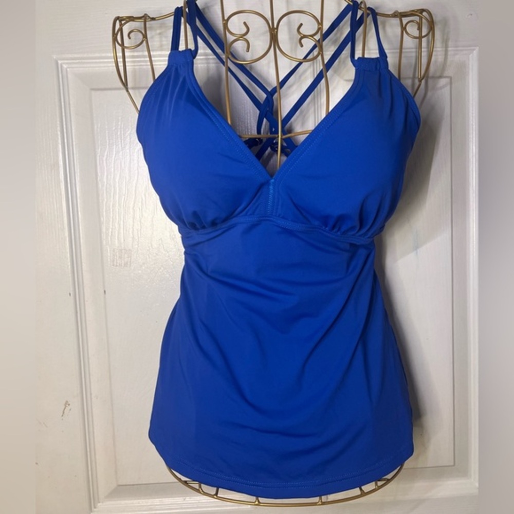 Bright blue swim tankini top only